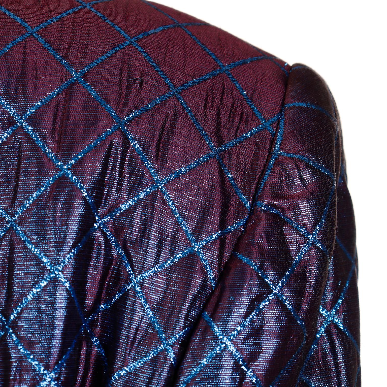 Vintage Escada Margaretha Ley Purple Blue Iridescent Jacket and Skirt Suit 4