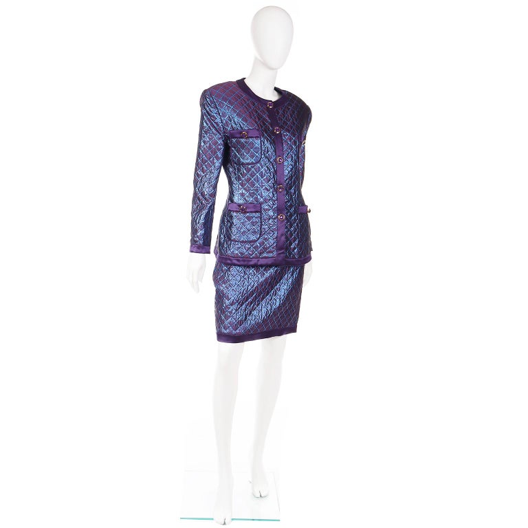 Ensemble Vintage Escada Margaretha Ley - Veste Et Jupe Années 80 - Taille UK12 (FR40) - Occasion Très Bon état
