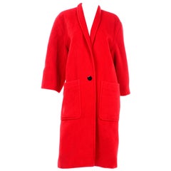 Vintage Escada Margaretha Ley Red Mohair Alpaca Wool Coat With Pockets