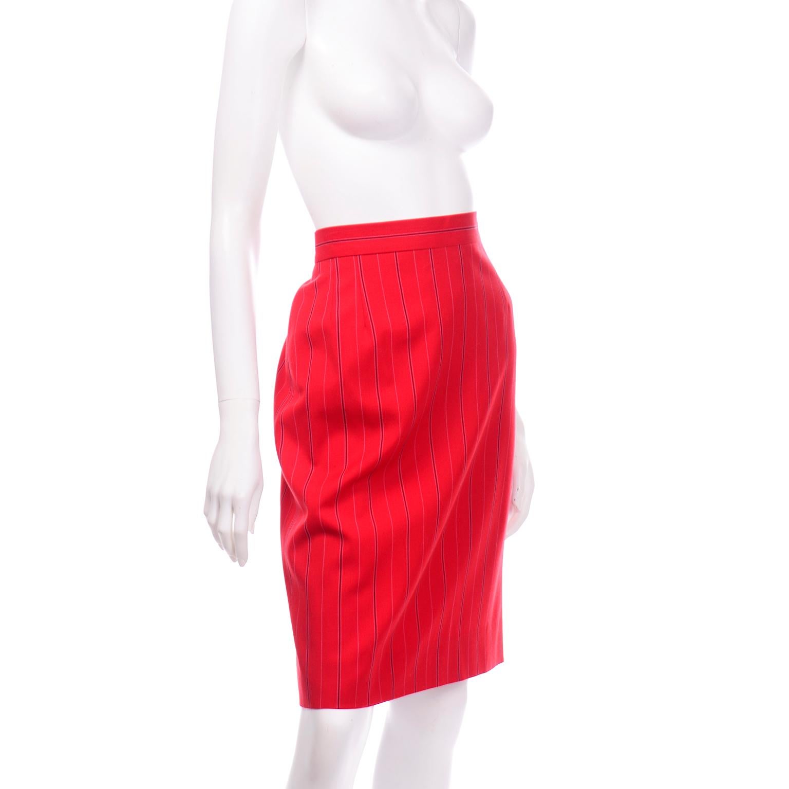 Rosso Gonna a tubino vintage di Margaretha Ley Escada, rosso gessato