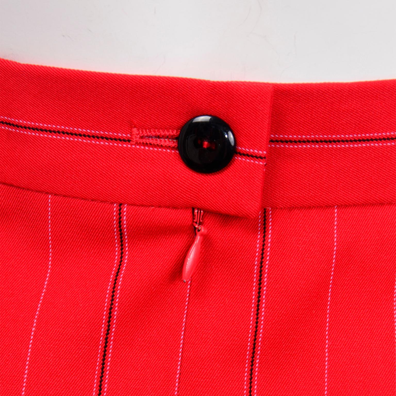 Gonna a tubino vintage di Margaretha Ley Escada, rosso gessato 3