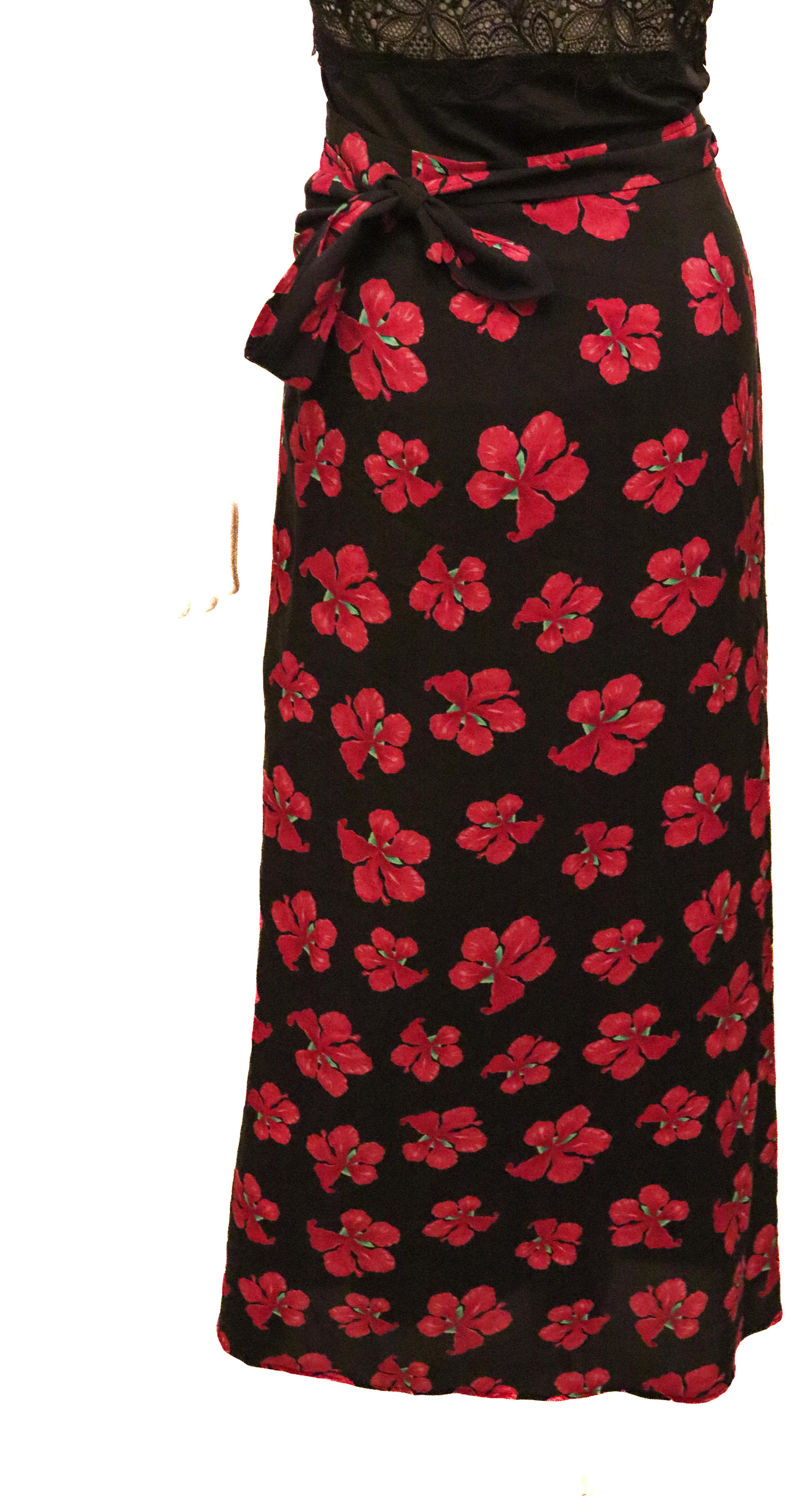 Black Vintage Escada Margaretha Ley Silk Wrap Around skirt For Sale