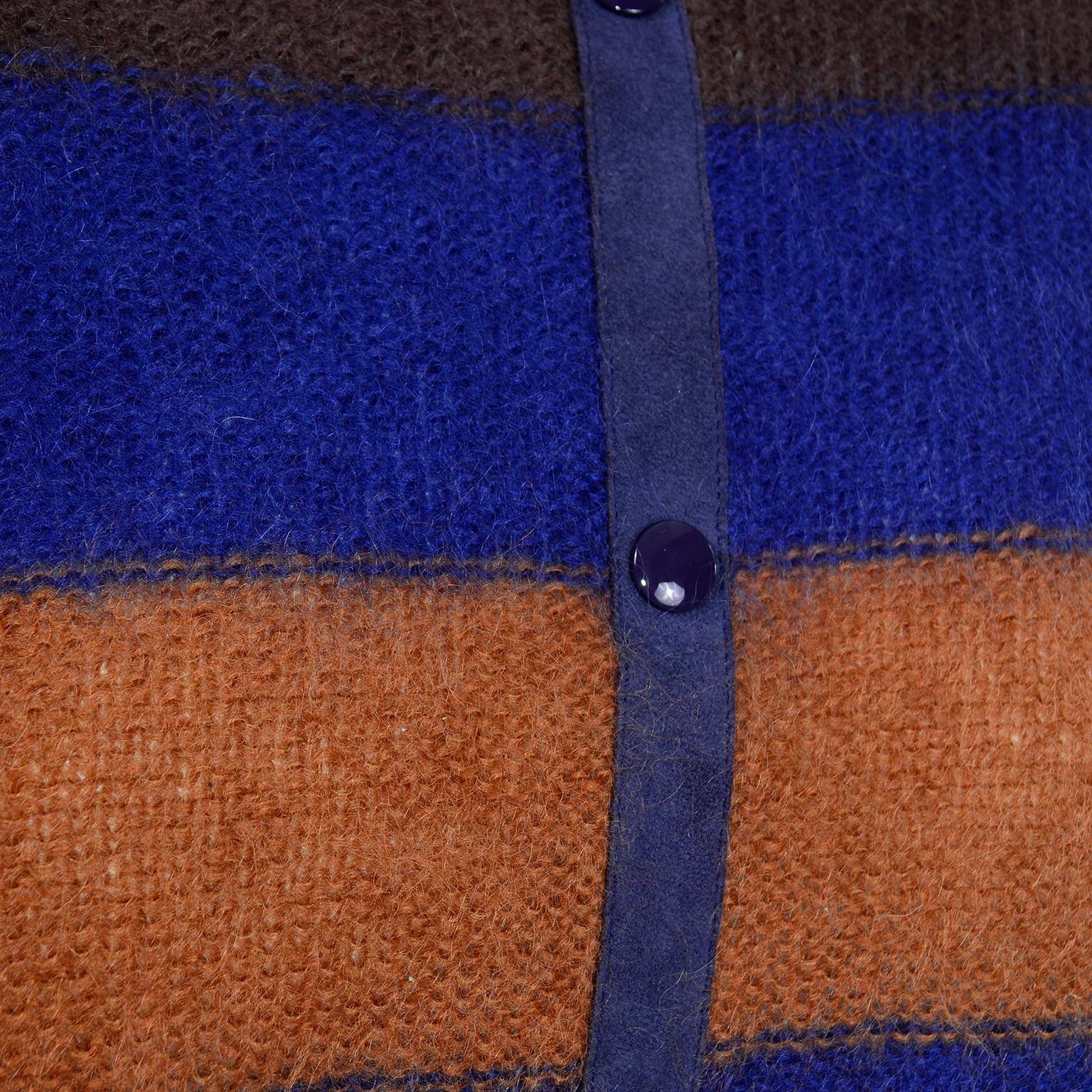 Women's Vintage Escada Margaretha Ley Striped Mohair Sweater W Ballon Statement Sleeves For Sale