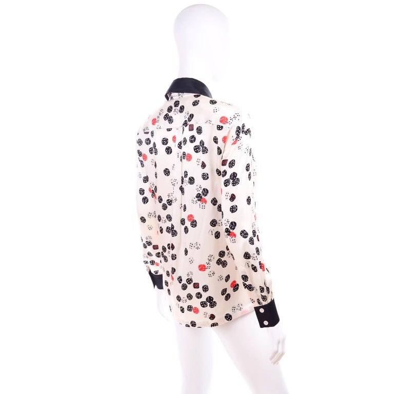 1980s Escada Silk Dice Blouse