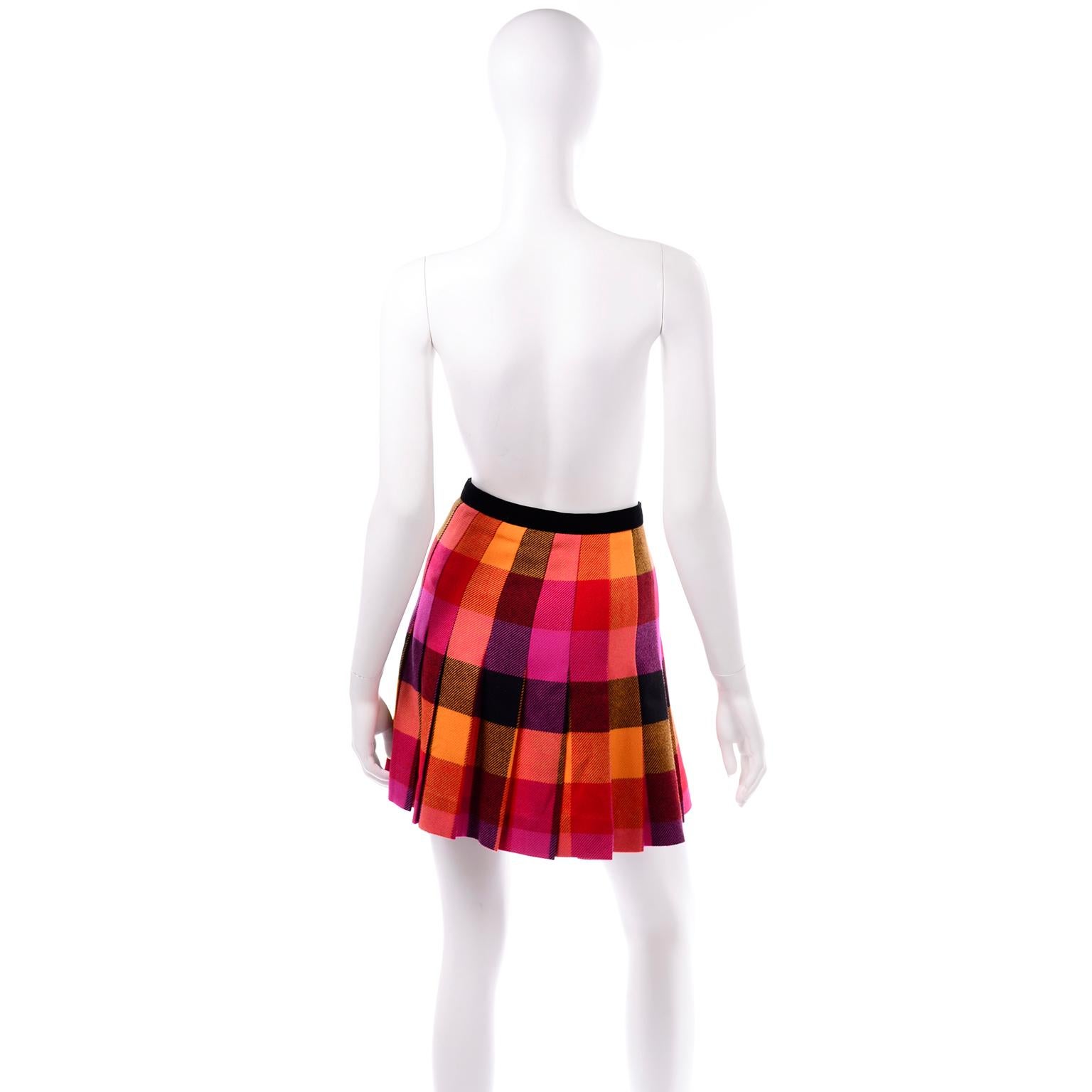 pink and red plaid skirt