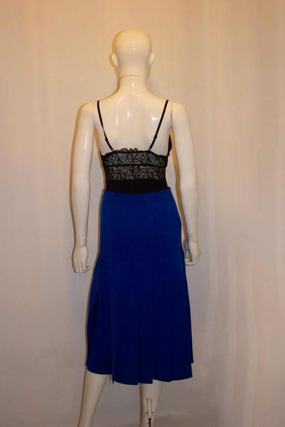 Women's Vintage Escada Royal Blue Wool Skirt  With Panel detail For Sale