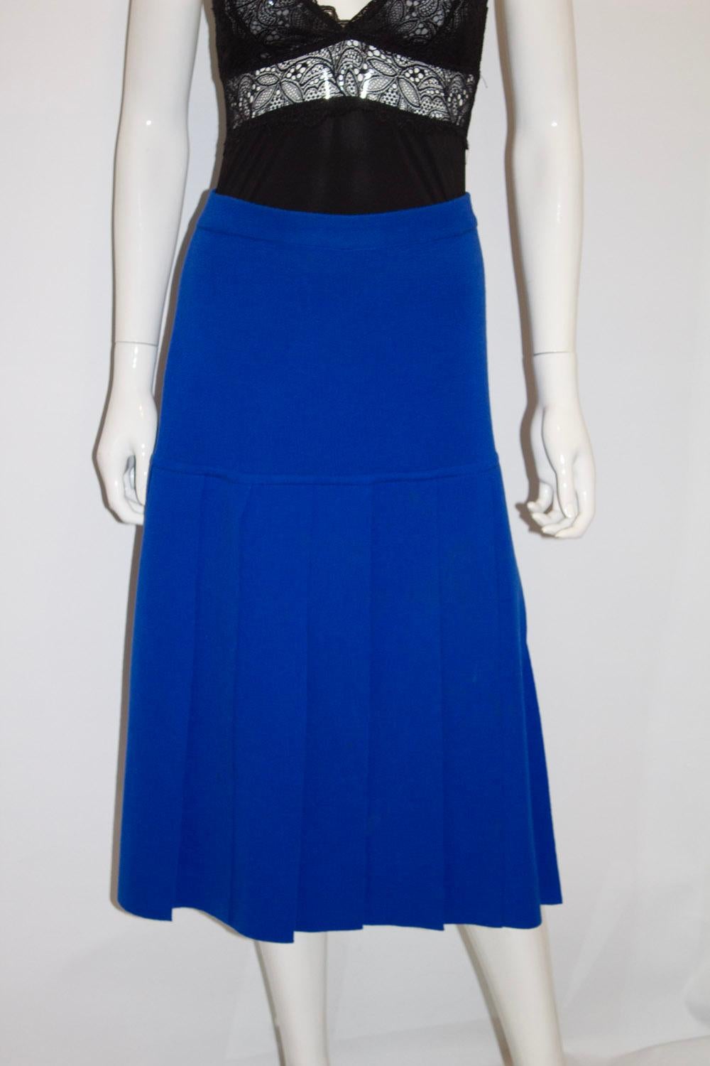 Vintage Escada Royal Blue Wool Skirt  With Panel detail For Sale 2