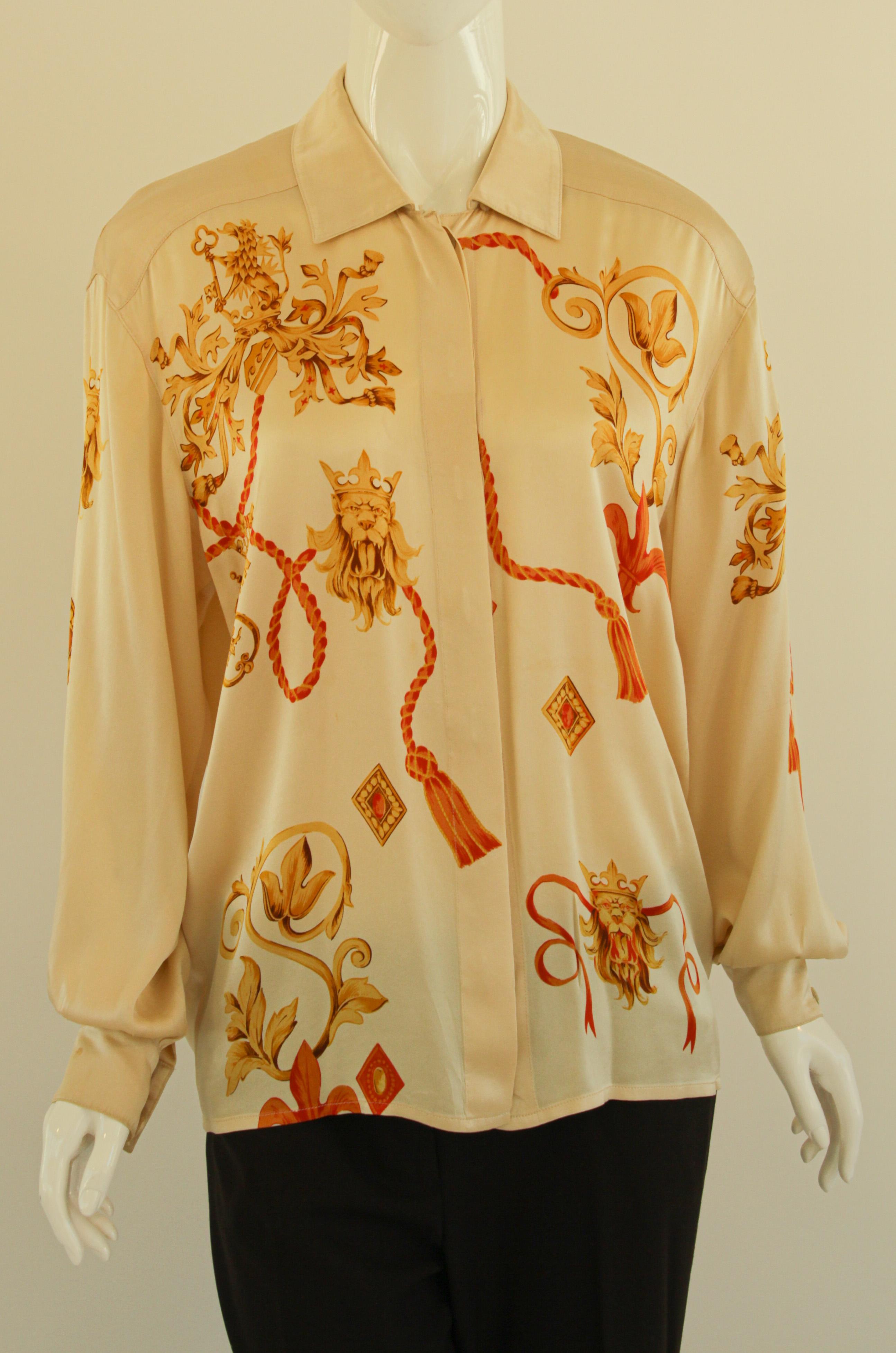 Vintage Escada Silk Shirt 1980's For Sale 13