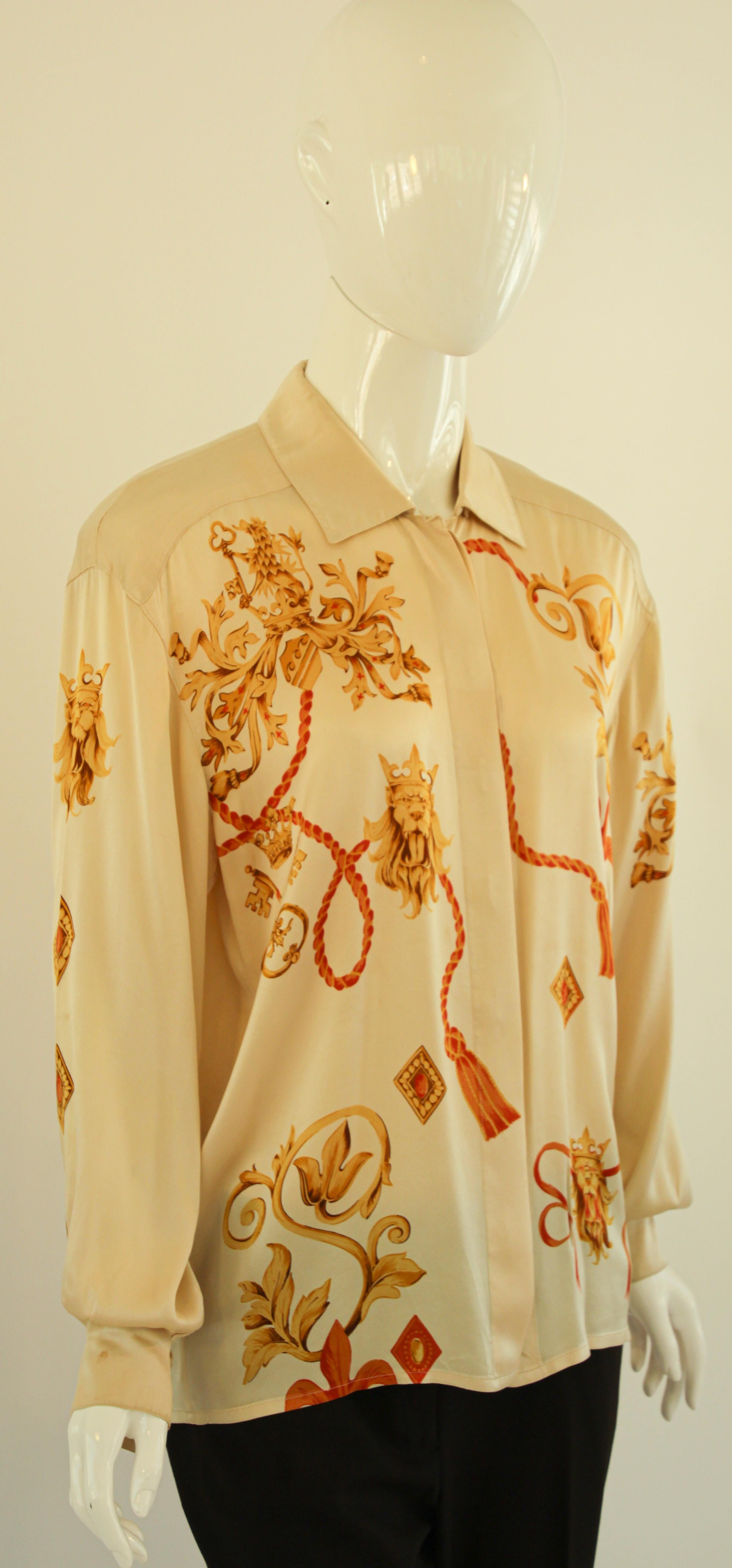 Vintage Escada Silk Shirt 1980's For Sale 5