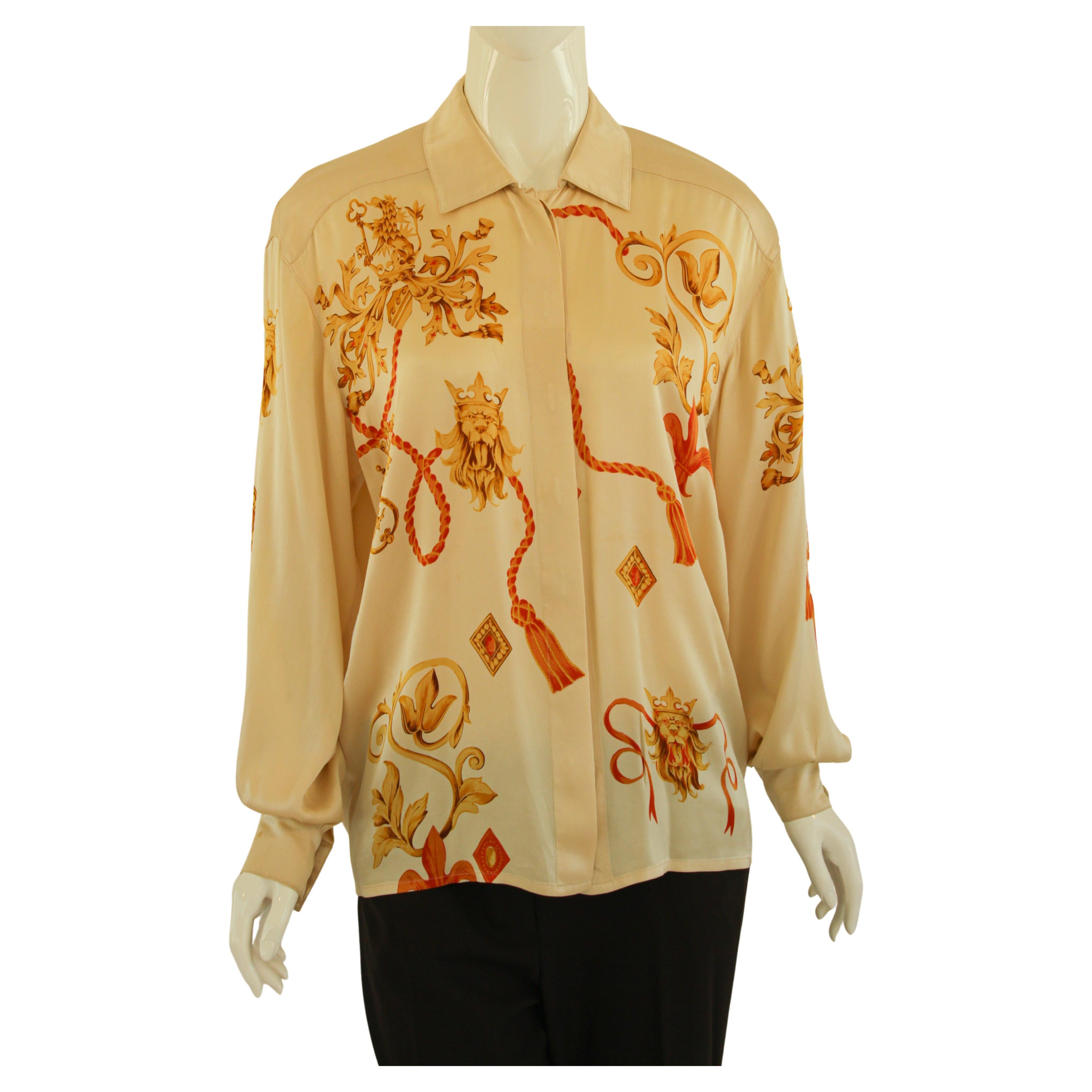 Vintage Escada Silk Shirt 1980's For Sale