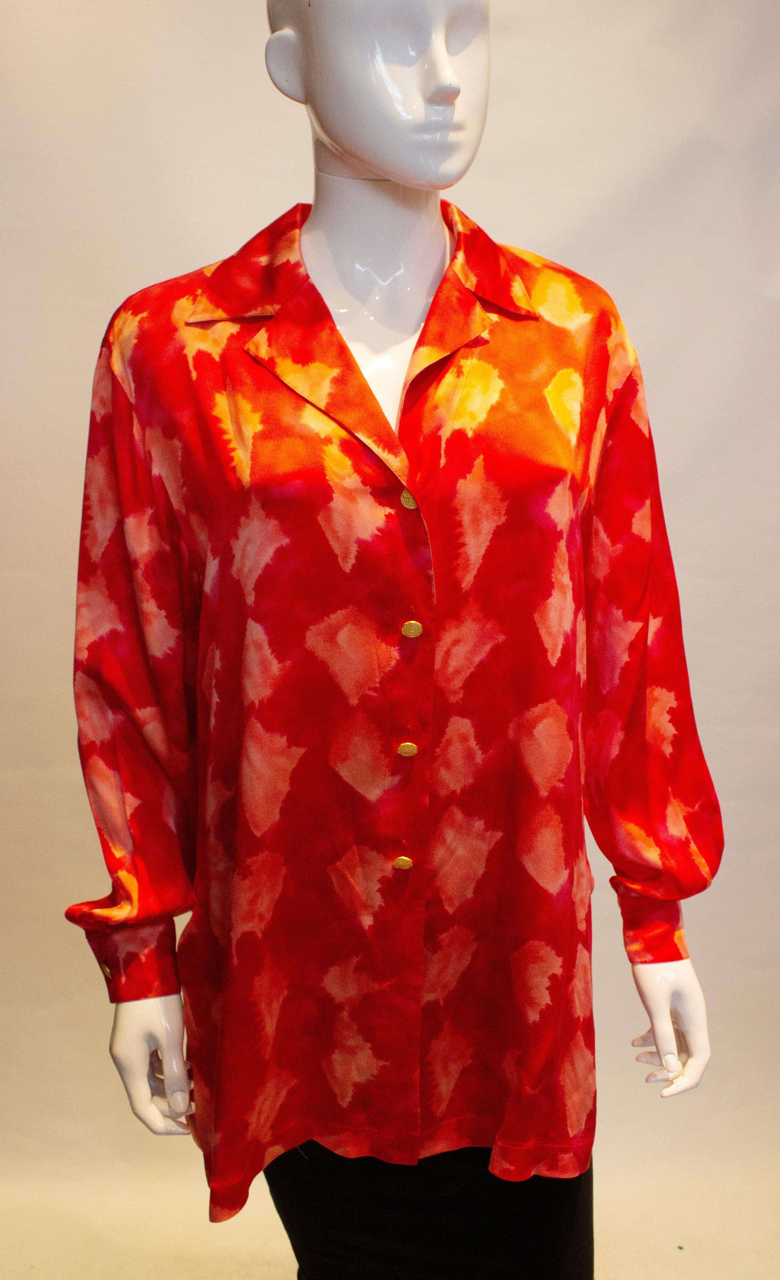 Red Vintage Escada  Silk Shirt For Sale