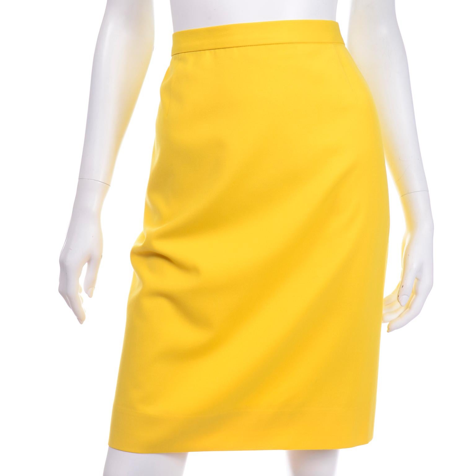 Vintage Escada Yellow Skirt and Longline Blazer Suit Margaretha Ley For Sale 5