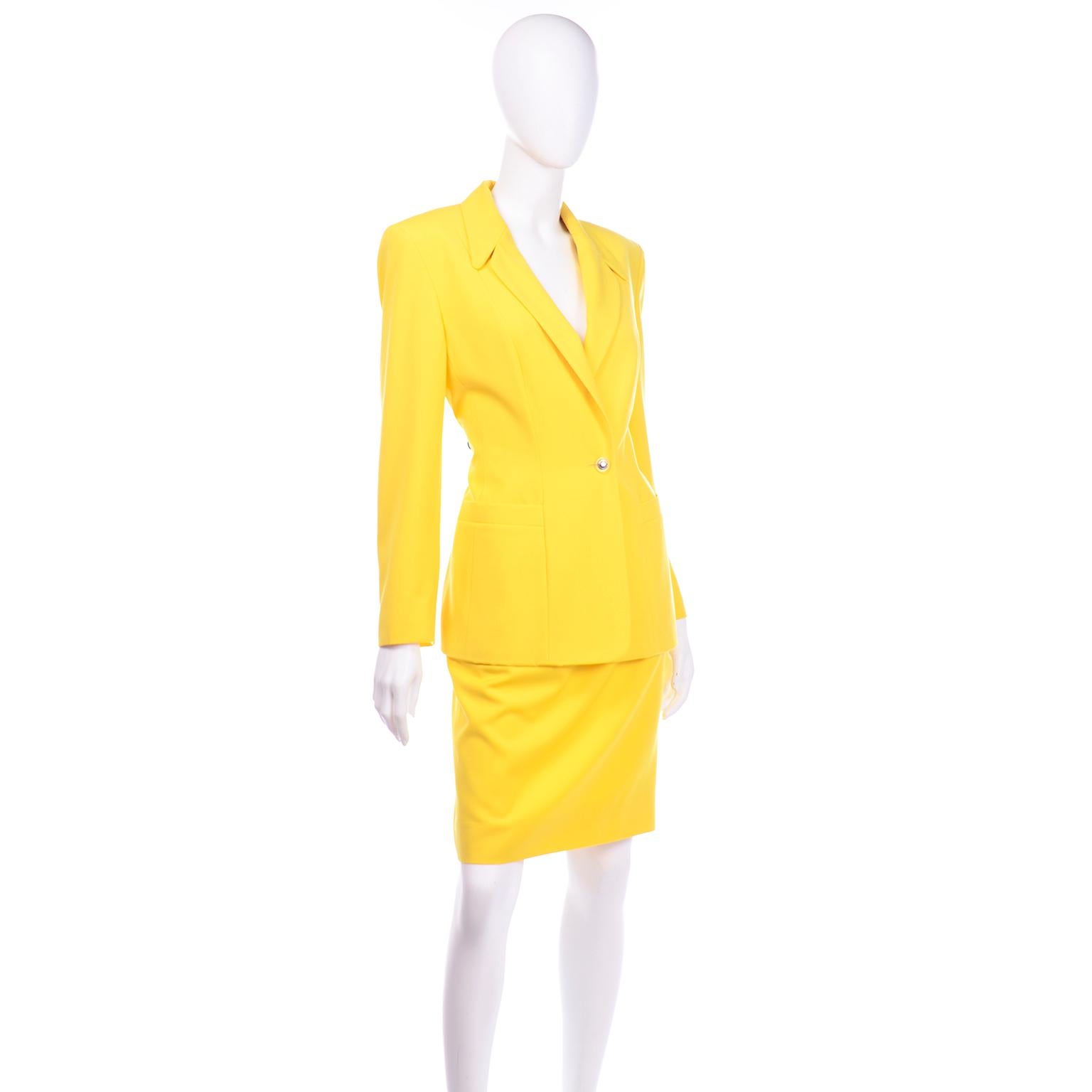 yellow skirt suit