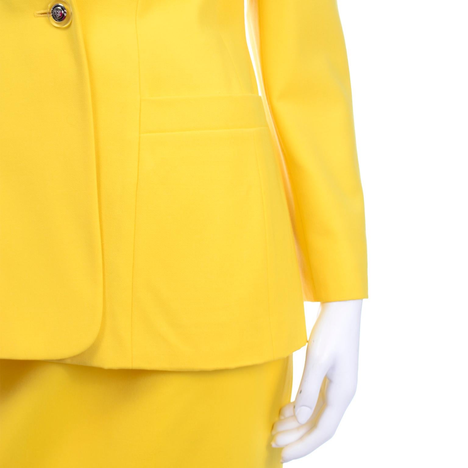 Vintage Escada Yellow Skirt and Longline Blazer Suit Margaretha Ley For Sale 3