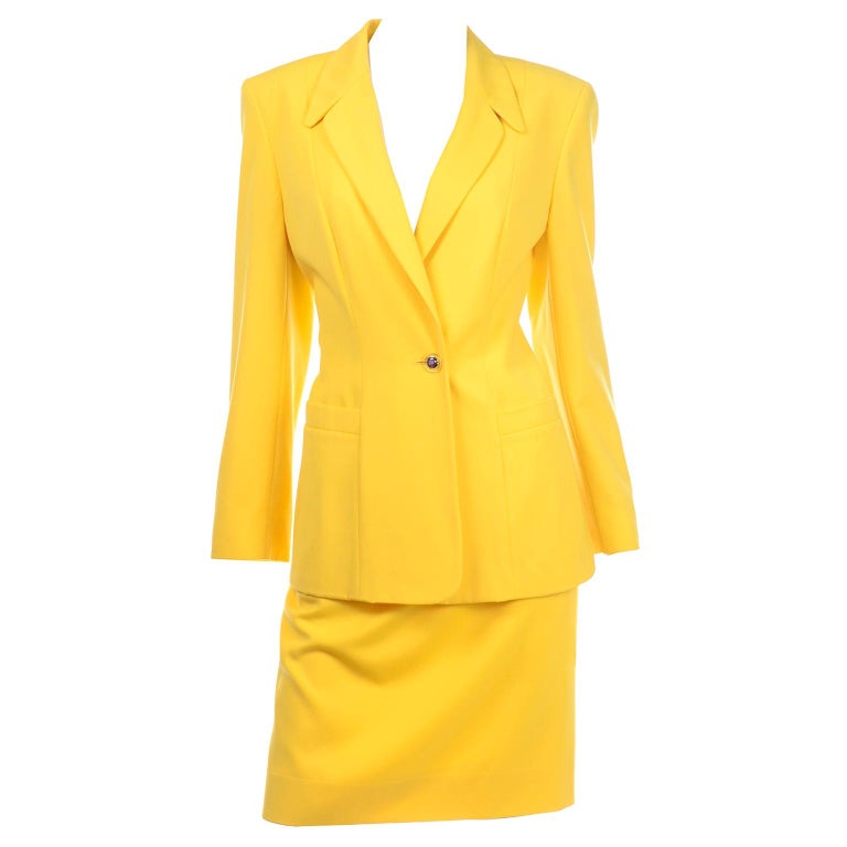Vintage Escada Yellow Skirt and Longline Blazer Suit Margaretha Ley For