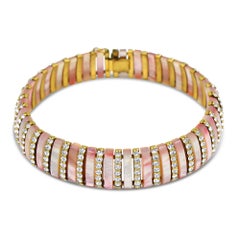Vintage Esha Randel Mother-of-Pearl Choker with Diamante Bars, 1950s