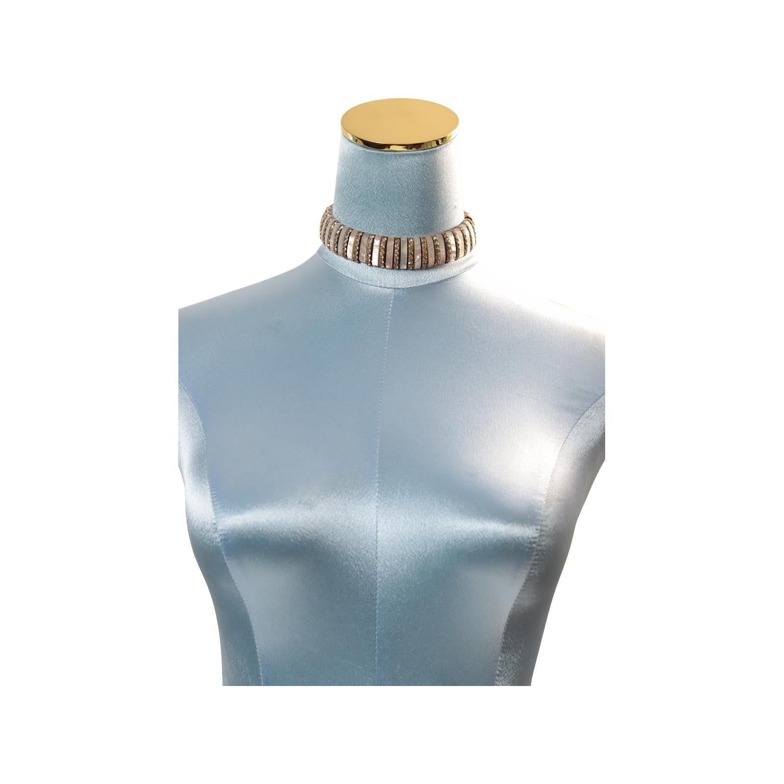 Vintage Esha Randel MOP with Diamante Bars Choker Circa 1950s In Good Condition For Sale In New York, NY