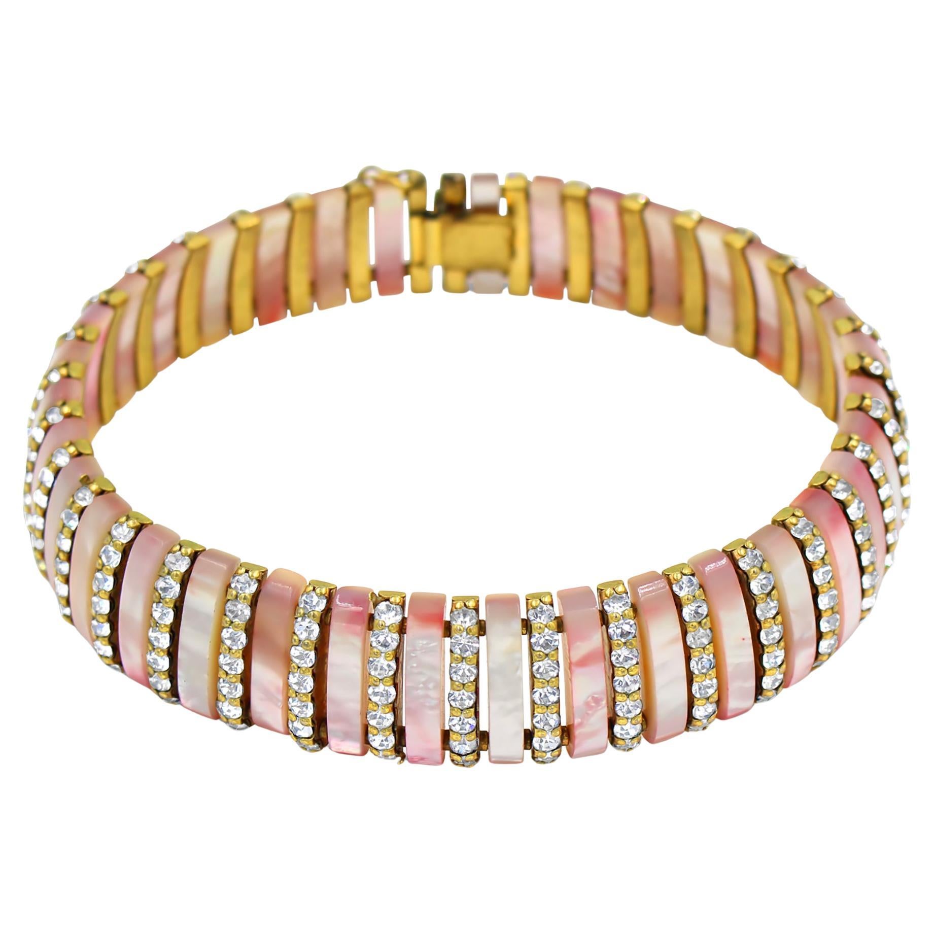 Vintage Esha Randel MOP with Diamante Bars Choker Circa 1950s For Sale