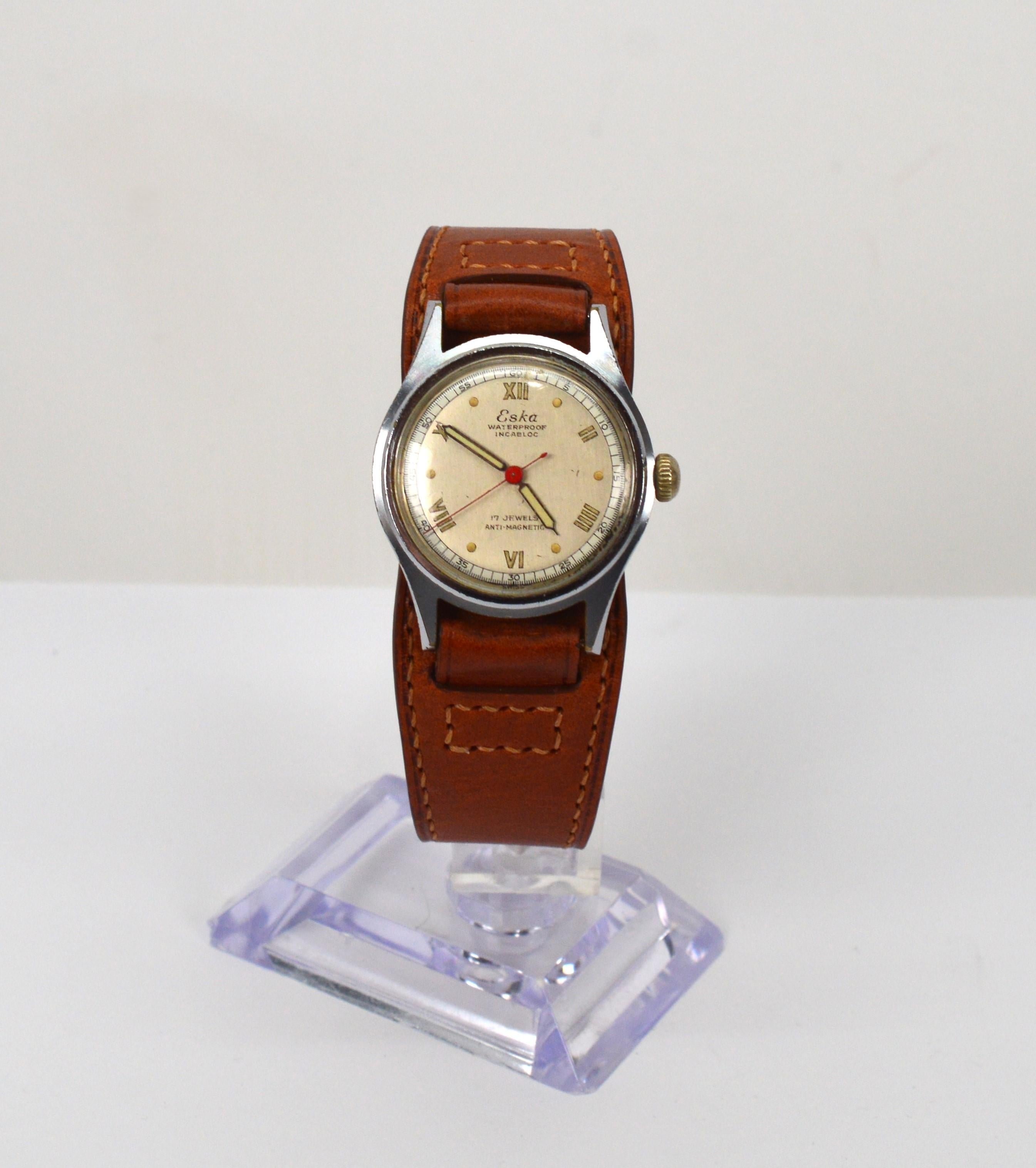 Vintage Eska Steel Military Style Men's Wrist Watch For Sale 1