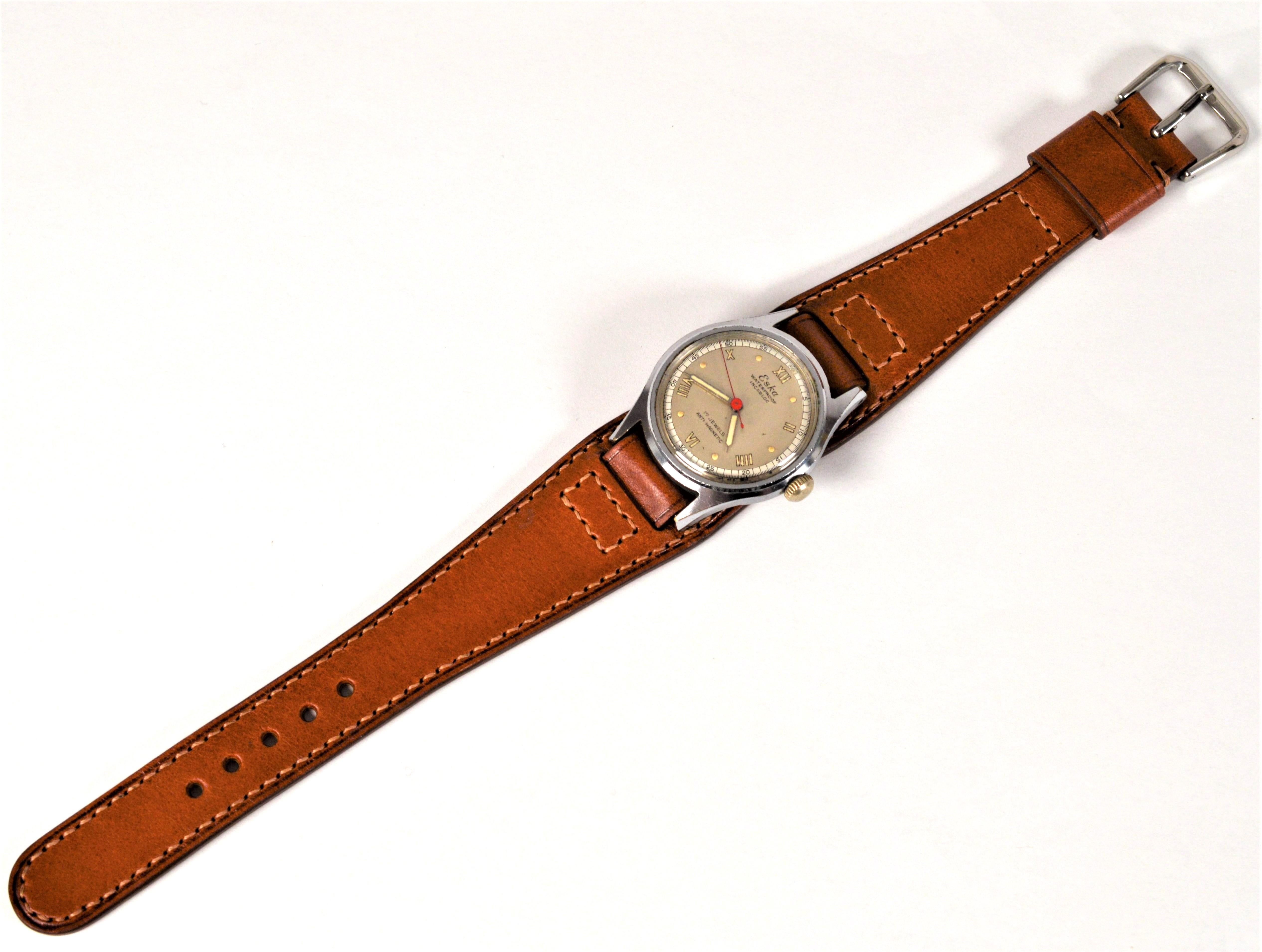 Vintage Eska Steel Military Style Men's Wrist Watch For Sale 2