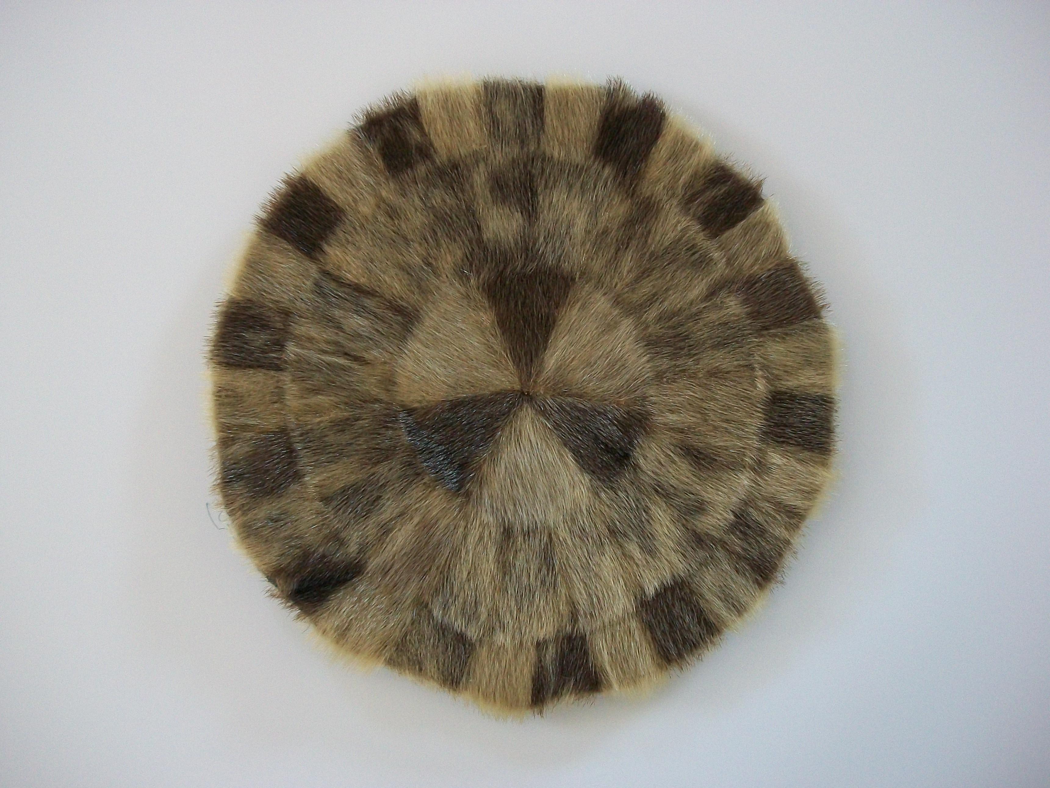 Canadian Vintage Eskimo / Inuit Fur Table Mat - Original Label - Canada - Circa 1950's For Sale