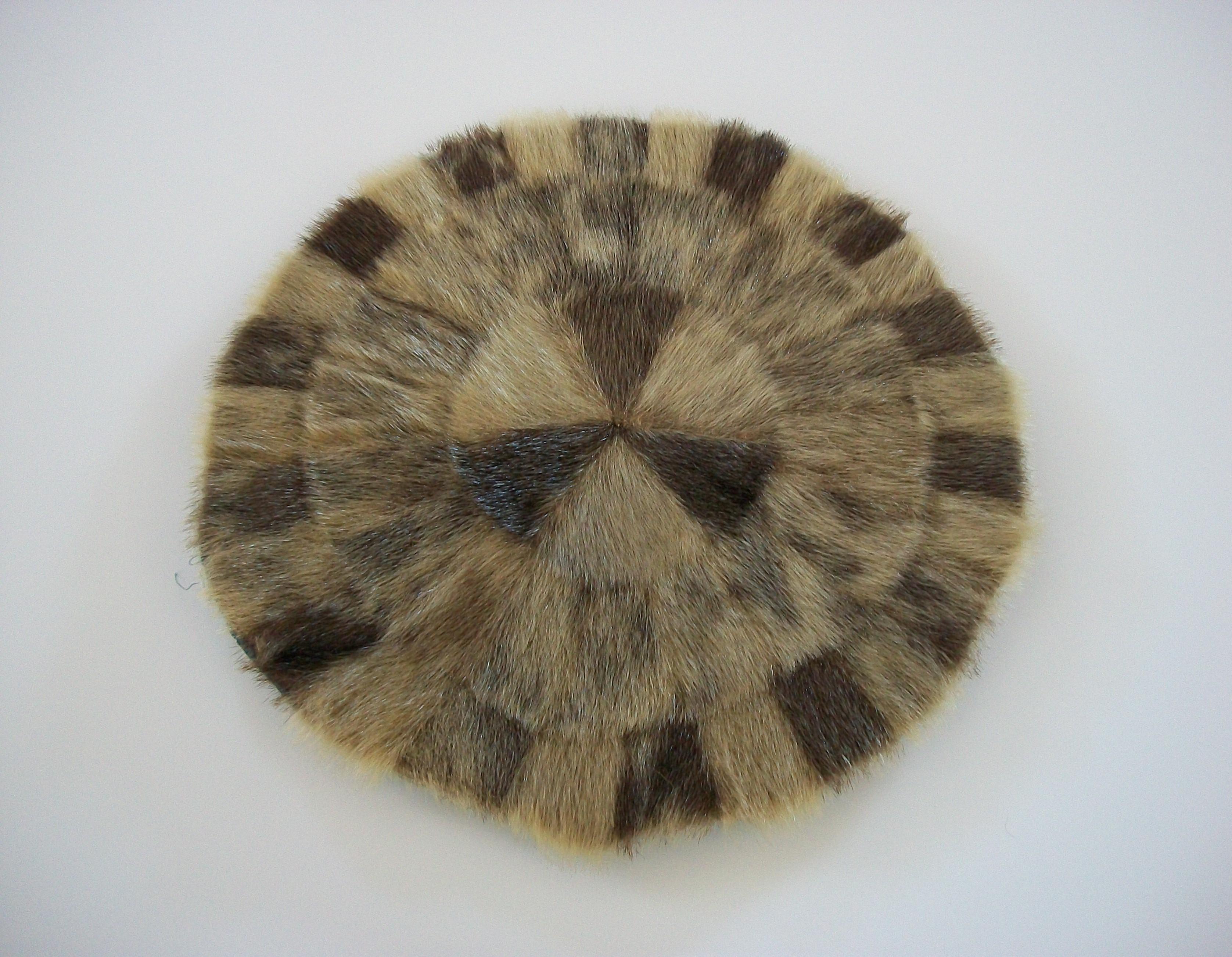 Hand-Crafted Vintage Eskimo / Inuit Fur Table Mat - Original Label - Canada - Circa 1950's For Sale