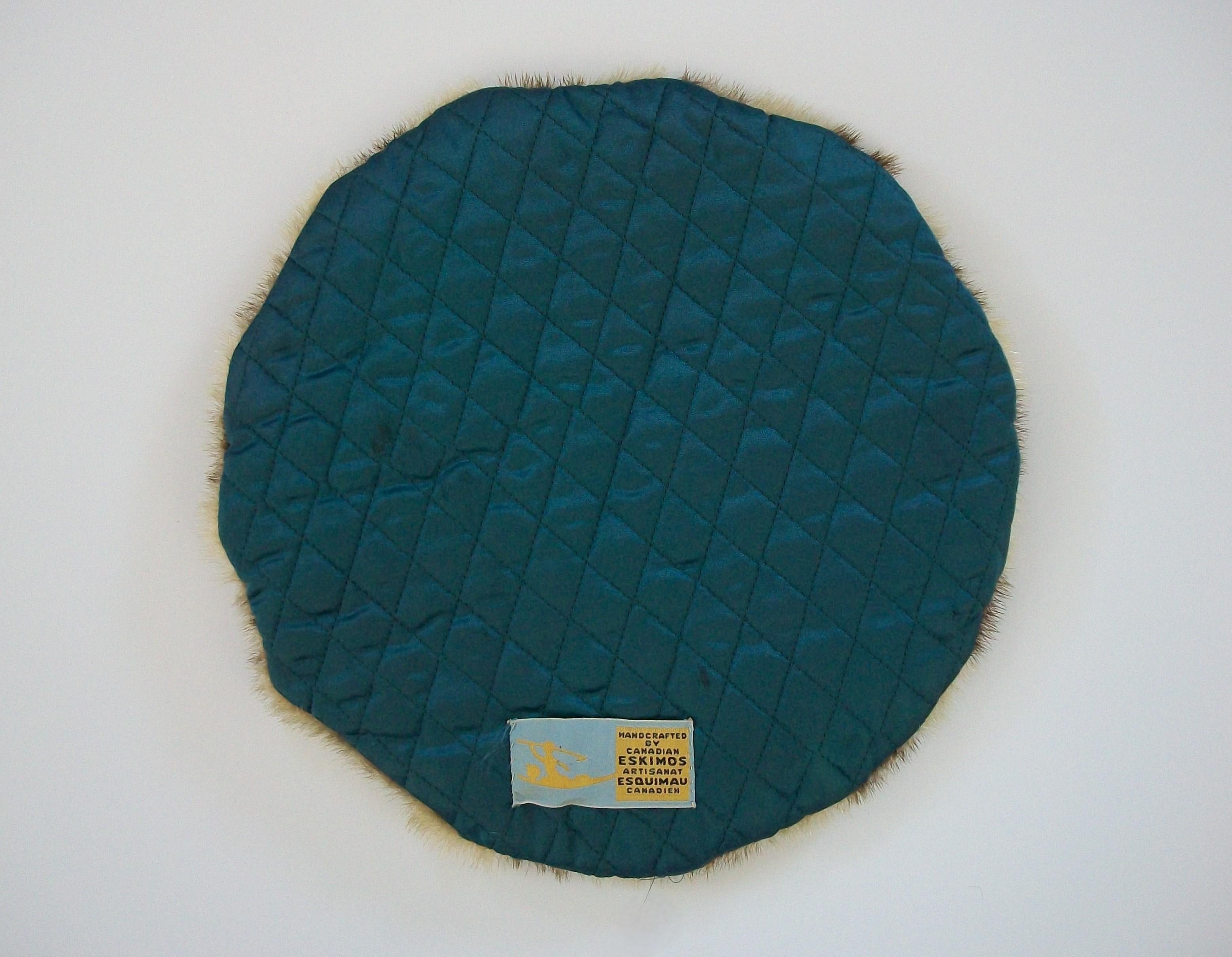20th Century Vintage Eskimo / Inuit Fur Table Mat - Original Label - Canada - Circa 1950's For Sale