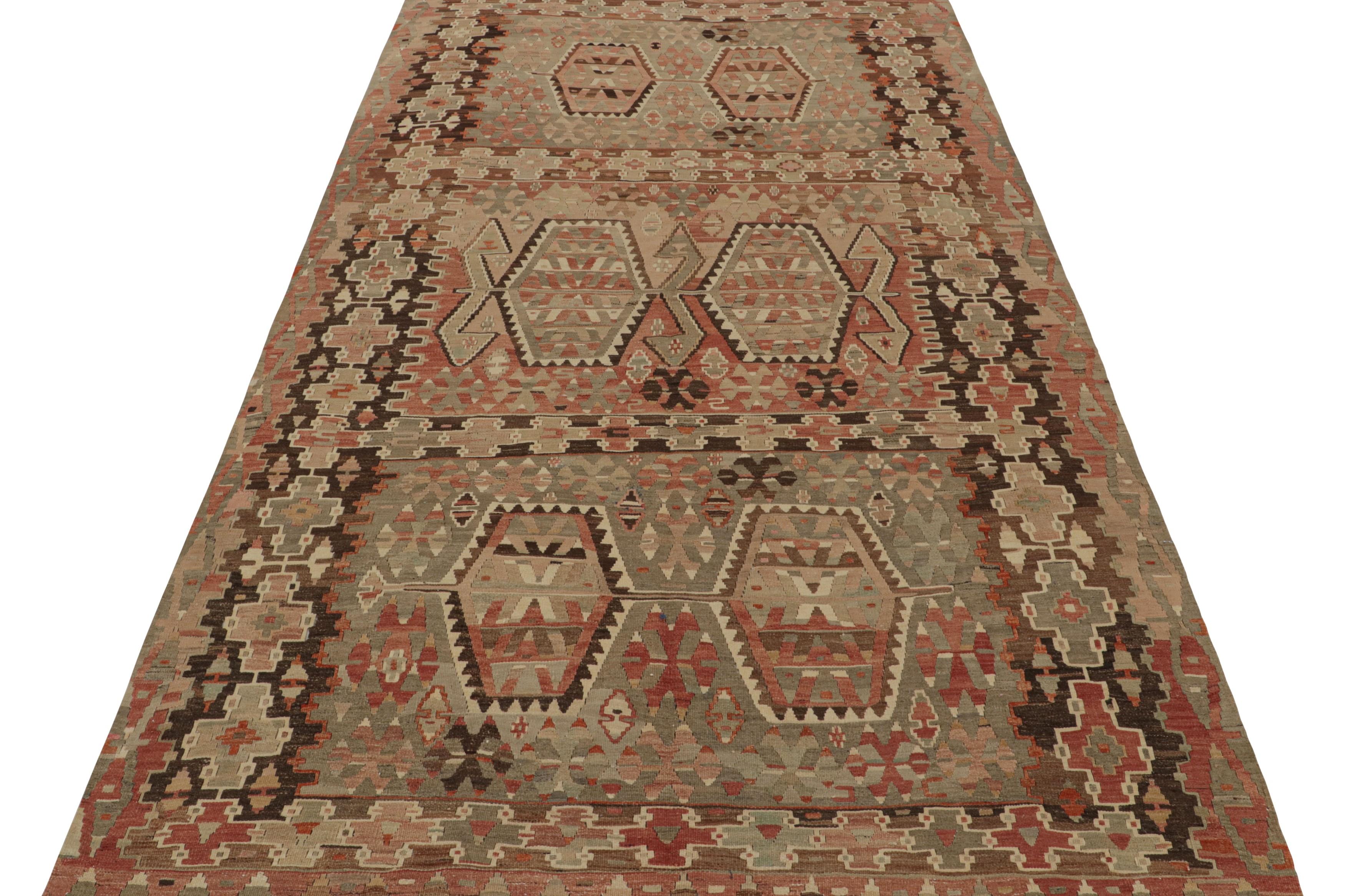 Vintage Esme Beige Blue and Red Wool Kilim Rug by Rug & Kilim In Excellent Condition For Sale In Long Island City, NY