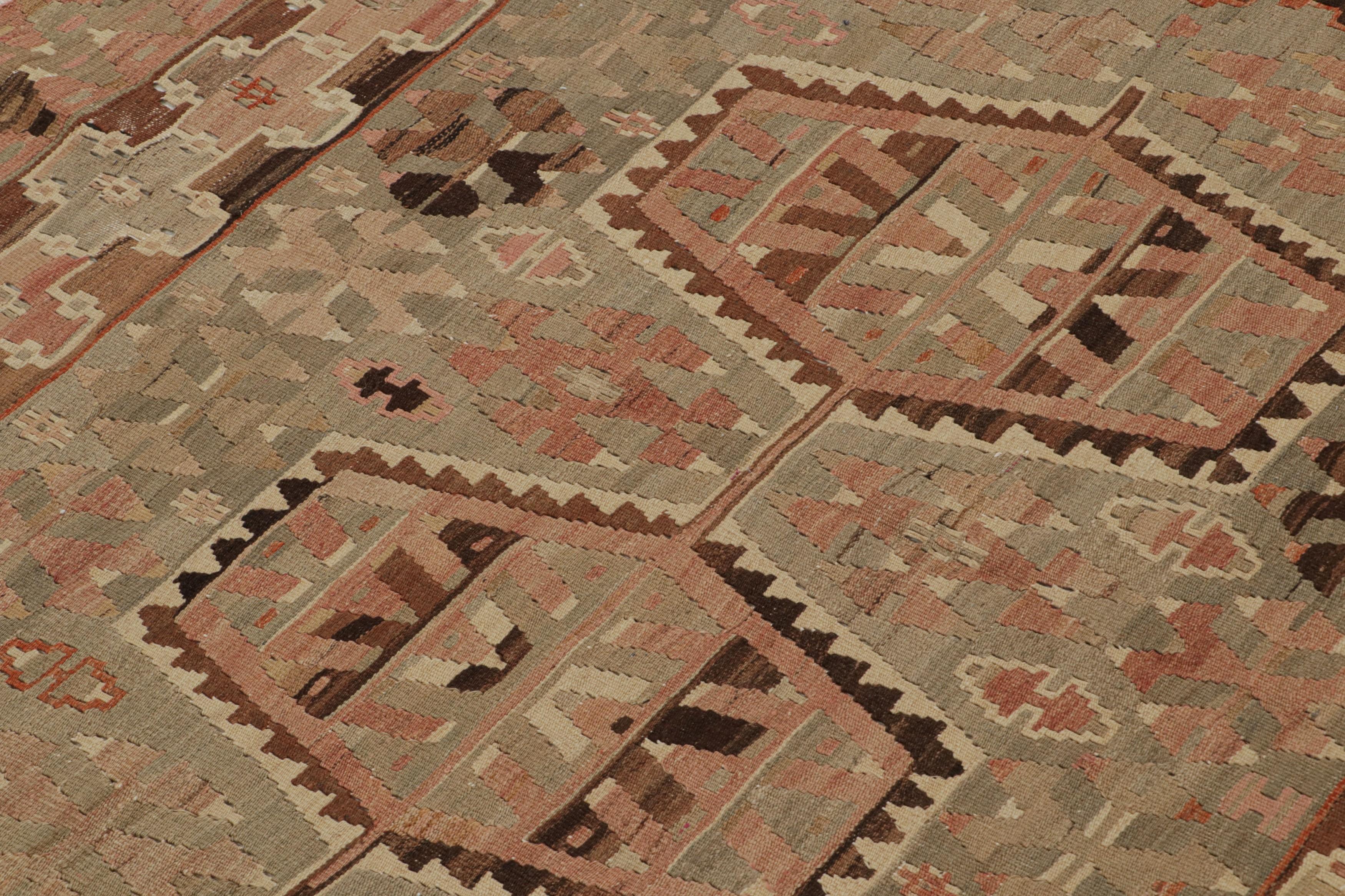 Mid-20th Century Vintage Esme Beige Blue and Red Wool Kilim Rug by Rug & Kilim For Sale