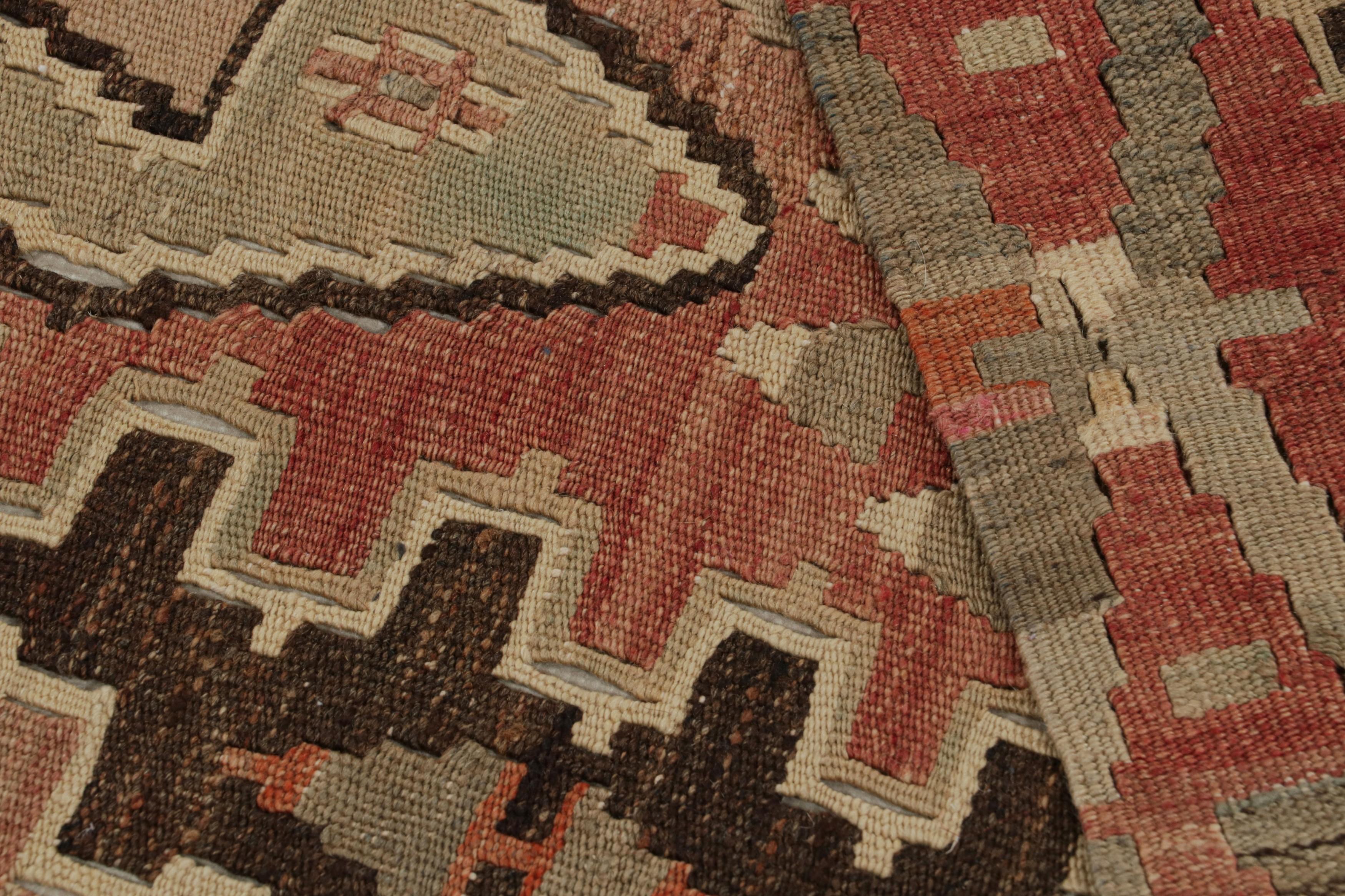 Vintage Esme Beige Blue and Red Wool Kilim Rug by Rug & Kilim For Sale 1