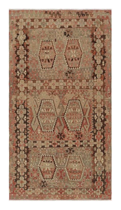 Beige-blauer und roter Woll-Kelim-Teppich von Teppich & Kelim von Teppich & Kilim