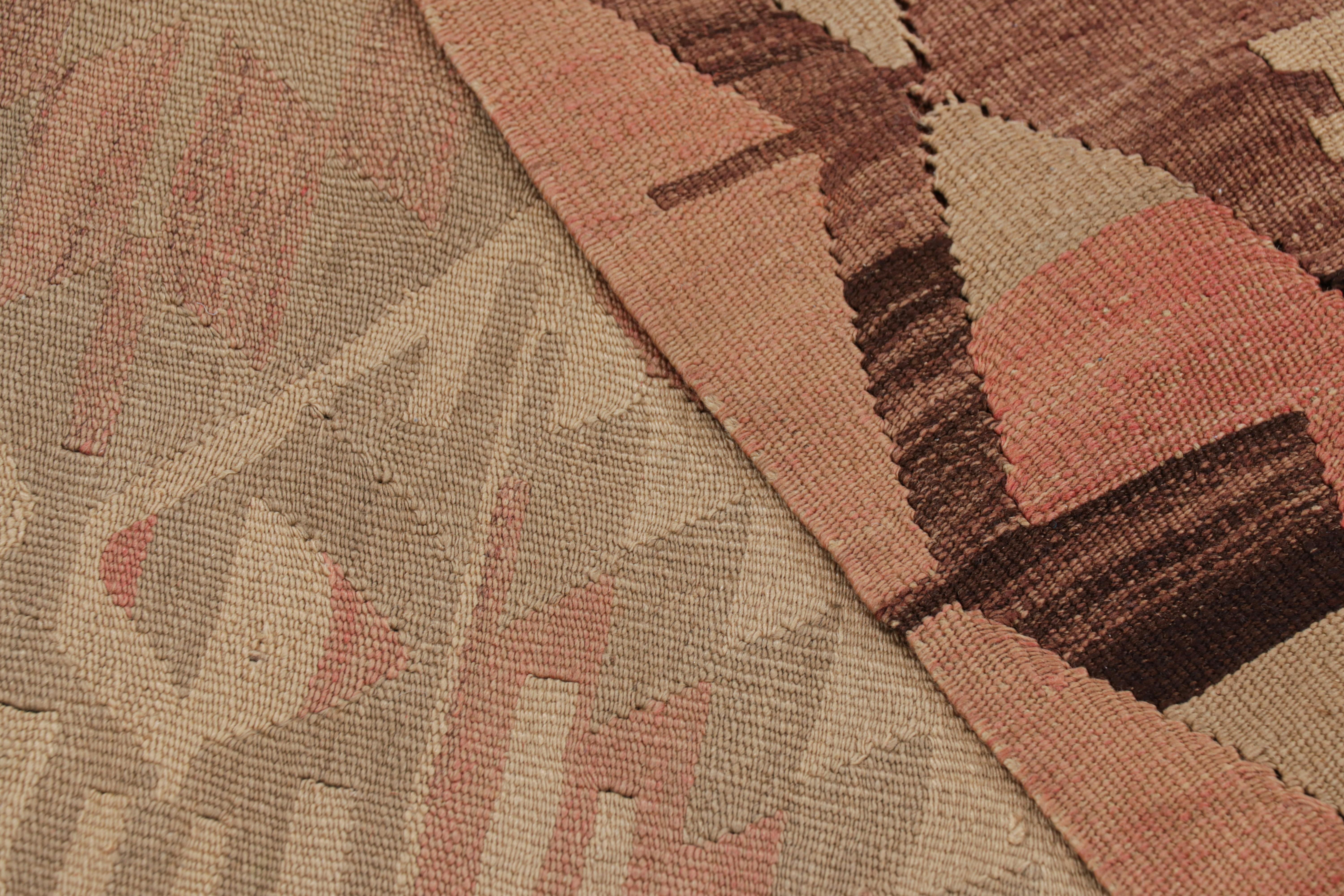 Teppich aus Wolle und Kelim in Beige, Braun und Lachsrosa von Teppich & Kelim im Angebot 1