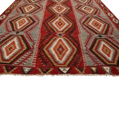 Vintage Esme Blue Red Wool Rug with Vibrant and Earth Tone Accent by Rug & Kilim