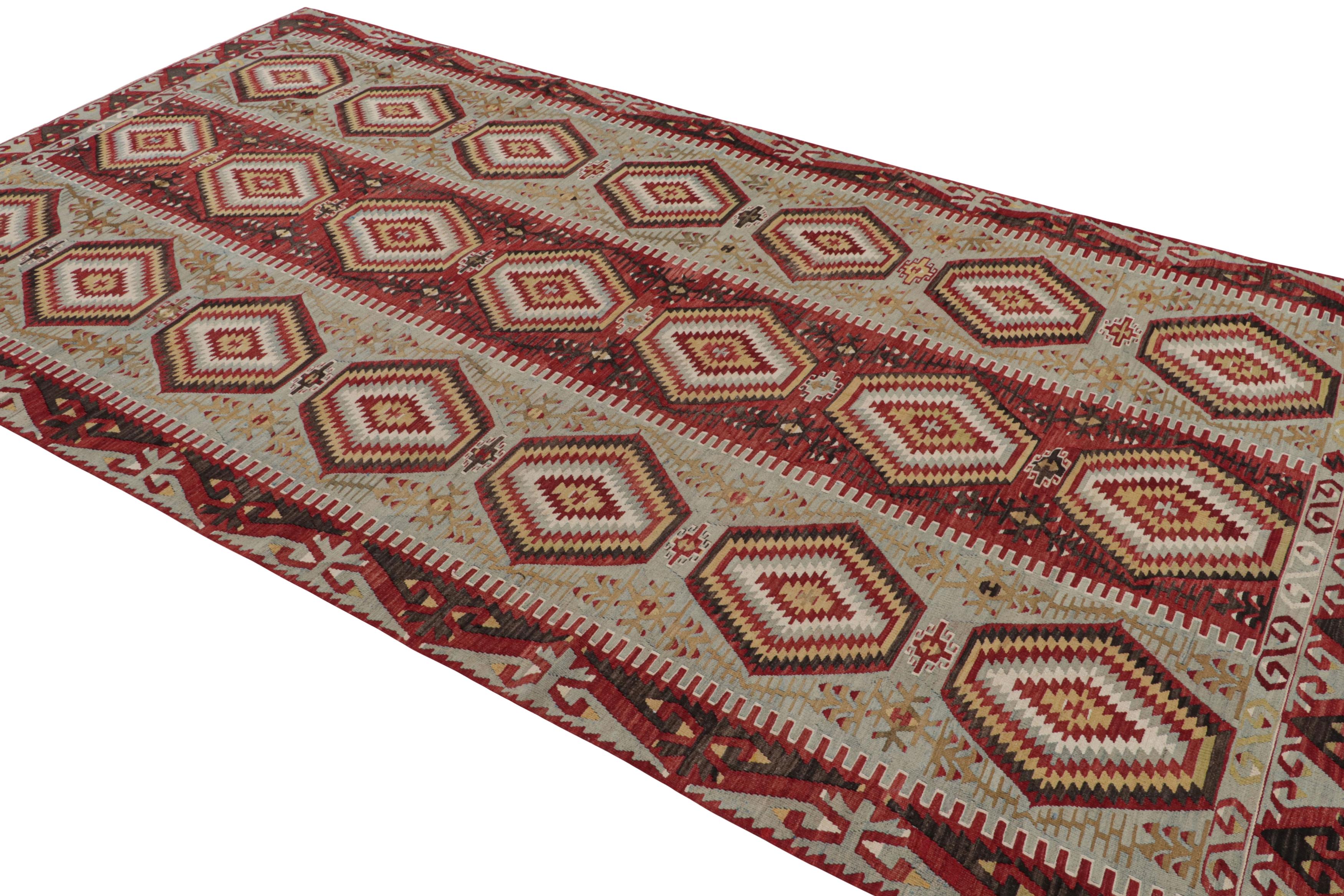 Hand-Woven Vintage Esme Green-Blue Wool Rug & Vibrant and Earth Tone Accents by Rug & Kilim For Sale