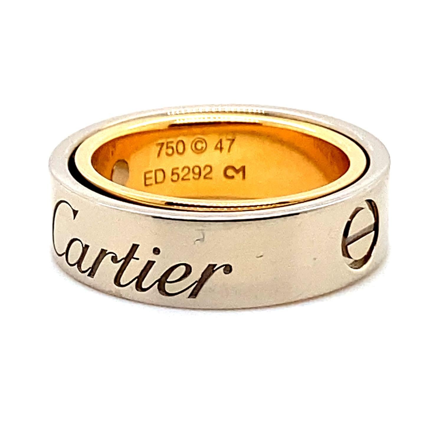 Vintage Essence De Cartier Love Ring 18 Karat White Rose Gold In Good Condition For Sale In London, GB