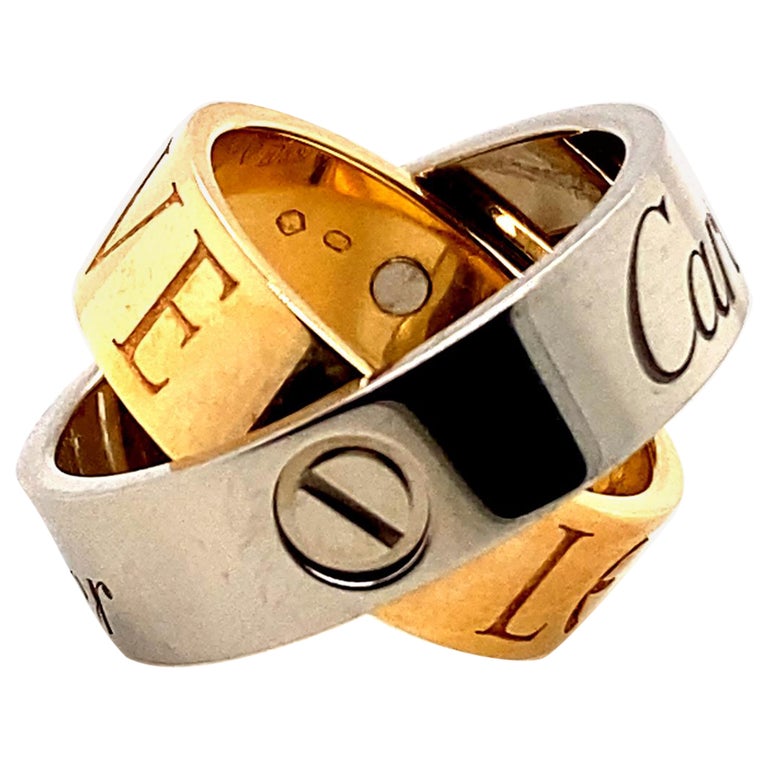 Vintage Essence De Cartier Love Ring 18 Karat White Rose Gold For 