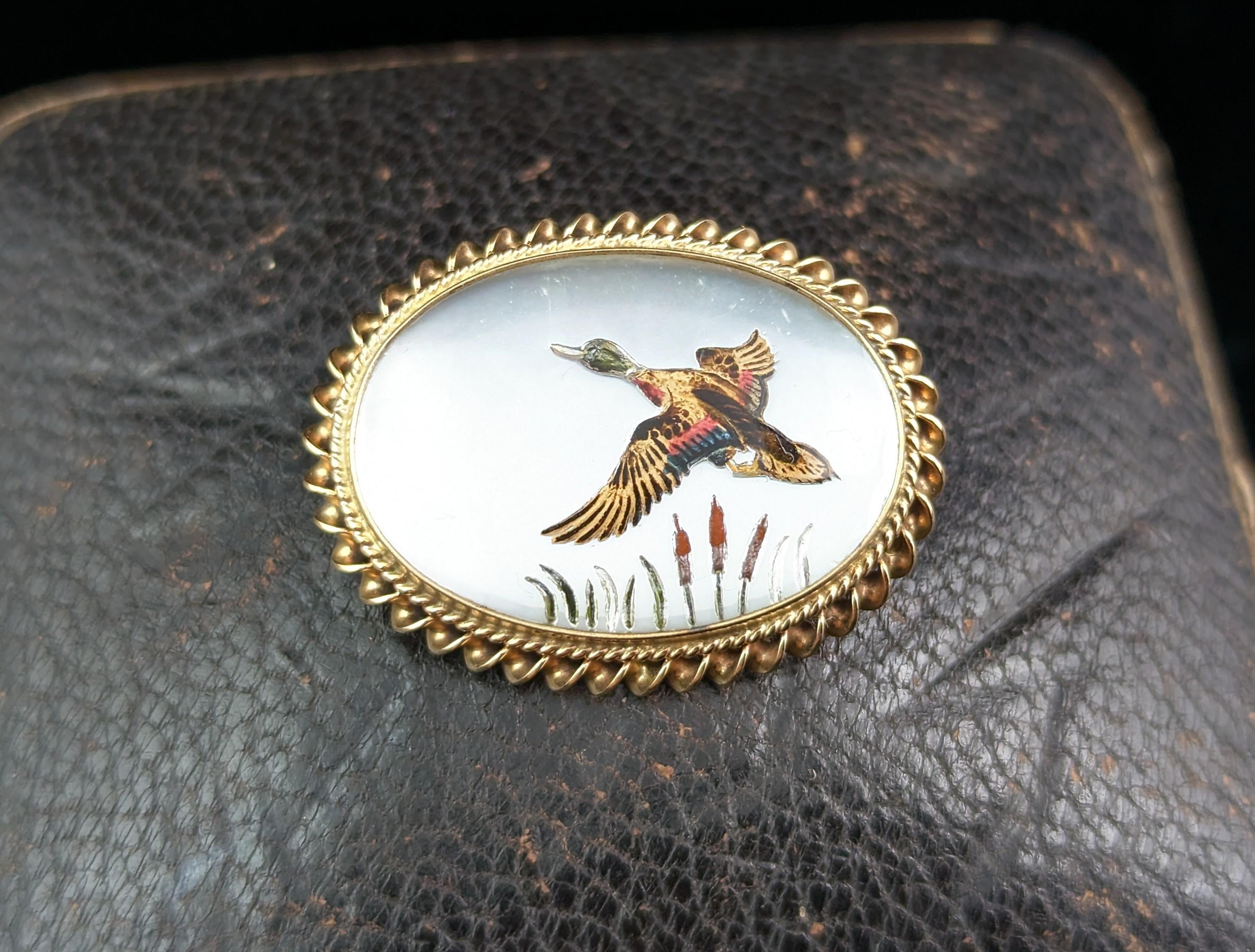Vintage Essex Crystal Flying Duck Brooch, 9Karat Gold  For Sale 4
