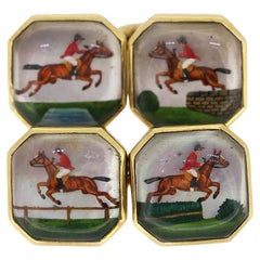 Boutons de manchette vintage cheval Essex cristal