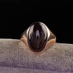 Vintage Estate 10K Rose Gold Cabochon Garnet Flush Set Cocktail Ring