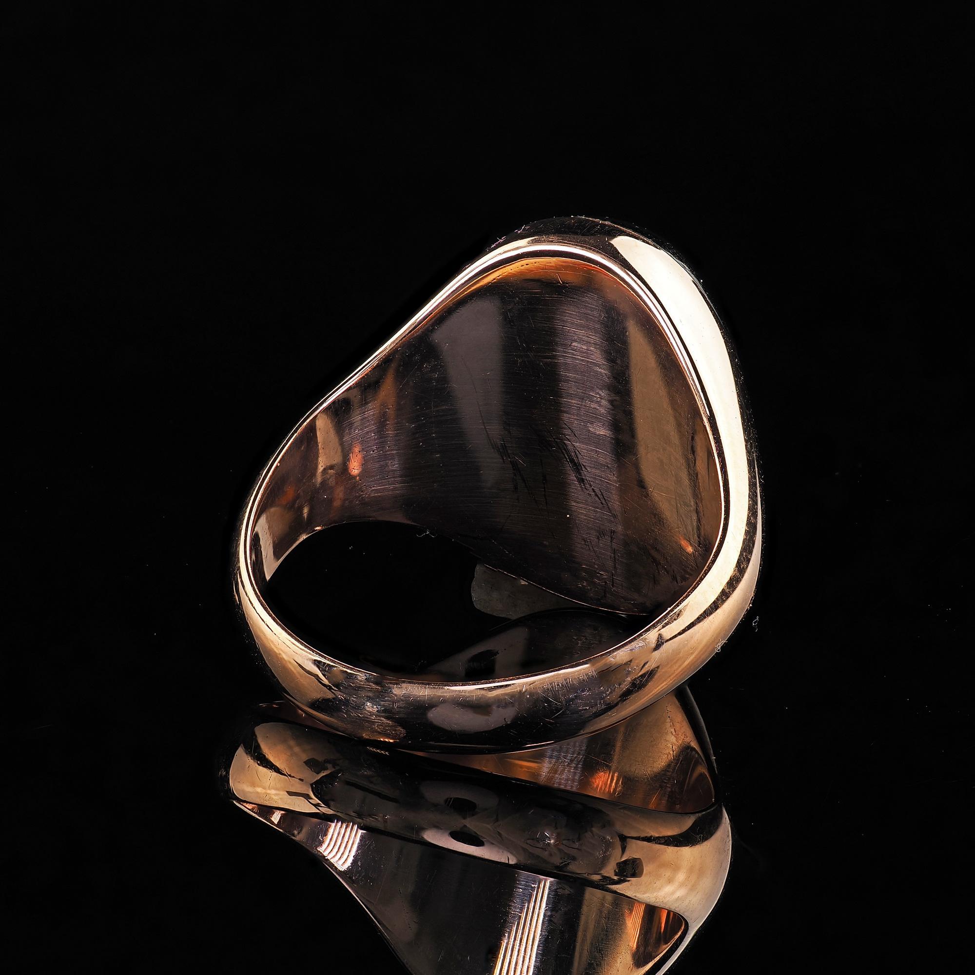 Anello da cocktail con granato cabochon in oro rosa 10 carati, Vintage By in vendita 2