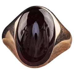 Anello da cocktail con granato cabochon in oro rosa 10 carati, Vintage By