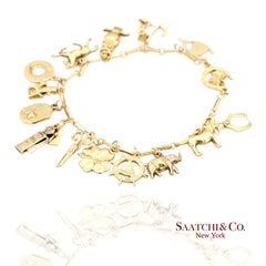 Bracelet à breloques en or jaune 10K Vintage Estate
