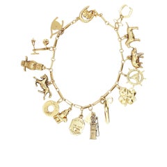 Vintage Estate 10K Yellow Gold Charm Bracelet
