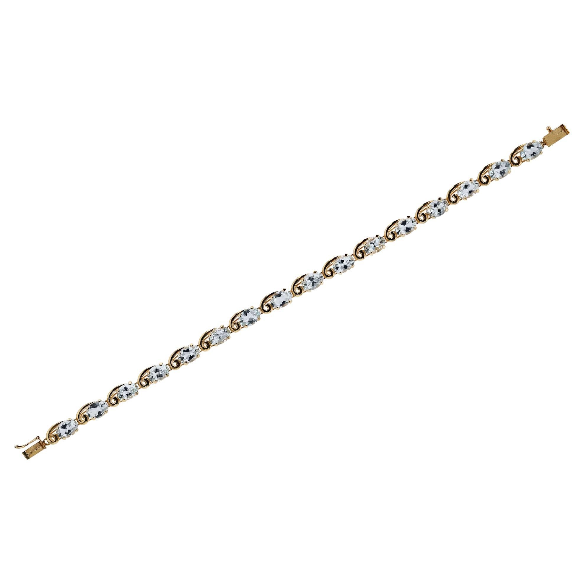 Vintage Estate 12 Carat Aquamarine Tennis Bracelet