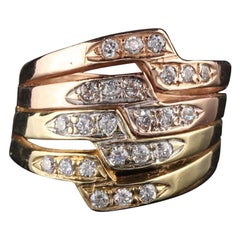 Bague de succession vintage en or bicolore 14 carats avec diamants