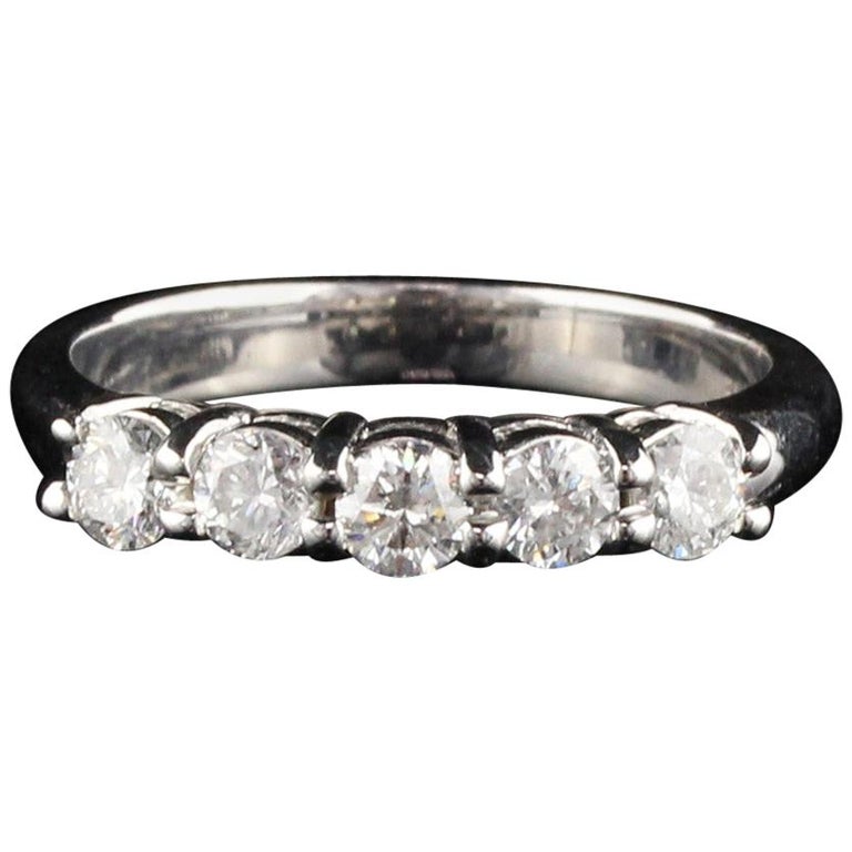 Vintage Estate 14 Karat White Gold Diamond Band For Sale at 1stDibs