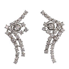 Vintage Estate 14 Karat White Gold Diamond Earrings