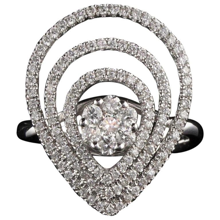 Vintage Estate 14 Karat White Gold Diamond Ring For Sale at 1stDibs