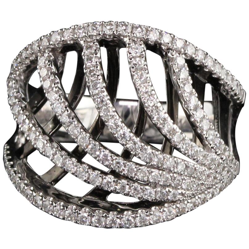 Vintage Estate 14 Karat White Gold Diamond Ring For Sale