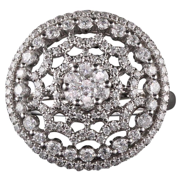 Anillo de diamantes vintage de oro blanco de 14 quilates